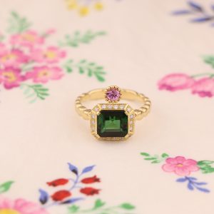 ボタニカル ピンクジェムストーン リング