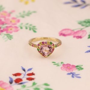 ボタニカル ピンクジェムストーン リング